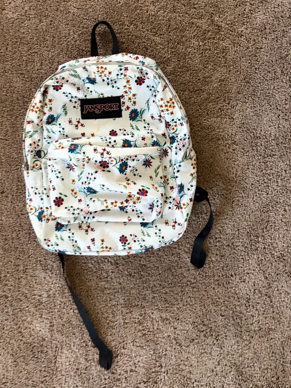 Jansport Cream Backpack with Multicolor Floral Print